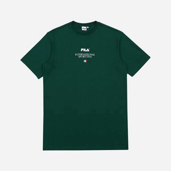 Fila Sportive Logo S/S Men's T-Shirts - Green,NZ 823-53679